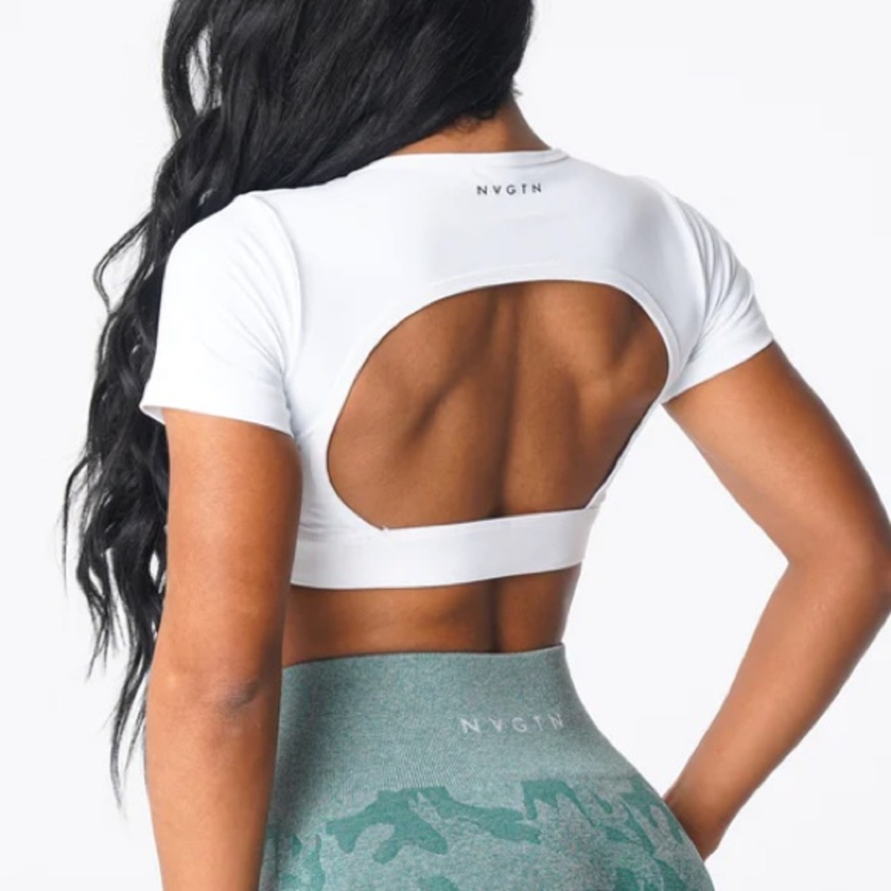 NVGTN white open back tee